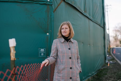 Ginny Kerslake stands outside an inactive work site for the Mariner East pipelines near her home in Exton, PA.