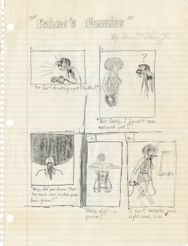 ‘Hey, did you know that too much sex makes your hair grow?’; a high school comic strip stored at Paisley Park.