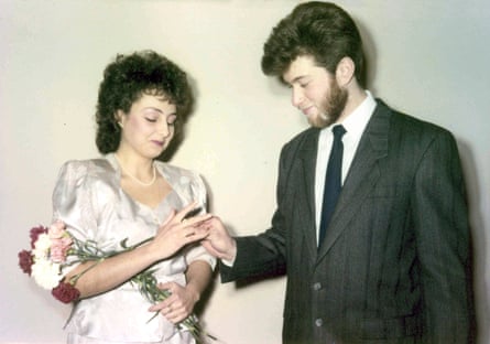Abramovich marrying his first wife, Olga, in Moscow in 1987.