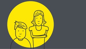 An illustration of a boy and his mum