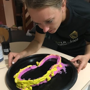 Laura Youngson with a prototype of the boot.