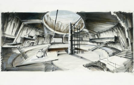 A concept drawing for a volcano in You Only Live Twice.