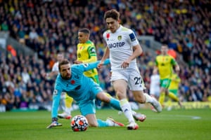 James goes around Krul only for his shot to be cleared off the line by Hanley.