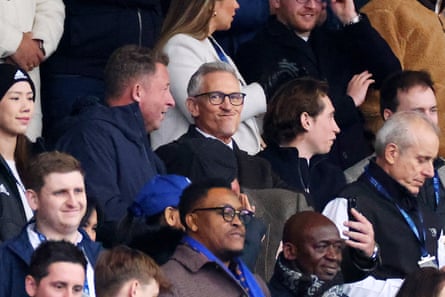 Gary Lineker pictured in the stands during the Premier League match between Leicester City and Chelsea at the King Power Stadium. The Match of the Day presenter was under fire from BBC bosses after a tweet he wrote about the Tory government’s asylum policy language