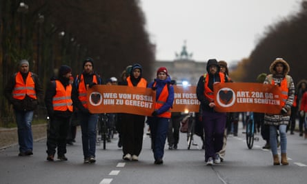 A protest by the climate action group Last Generation in Berlin, Germany, 25 November 2023