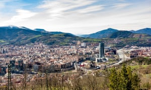 Panoramic View of the city of Bilbao, Spain. Viewed from Mount Artxanda