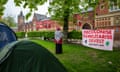 A Solidarity for Palestine protest camp outside Leeds University, pictured earlier this month.