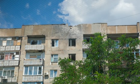 Damaged building due to the heavy battles close to the city in Donetsk Oblast, Ukraine, on June 28, 2024.