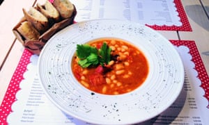 Bowl of soup with bread at Klopa, Sarajevo