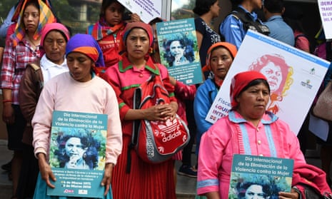 Members of the indigenous Lenca community protest in demand of justice in the murder of Honduran activist Berta Caceres in Tegucigalpa on 2 March