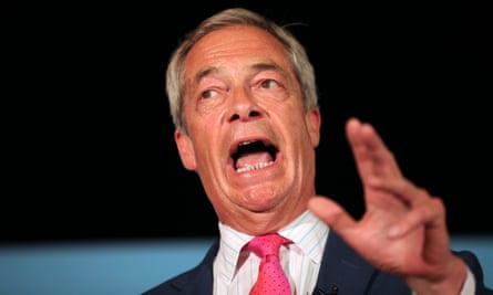 Nigel Farage with mouth wide open as he speaks