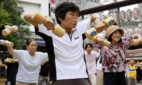 Elderly people work out in Tokyo to mark Japan’s Respect-for-the-Aged Day. 