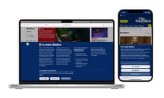 The Guardian consent banner on mobile and desktop web