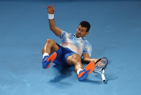 Novak slips.