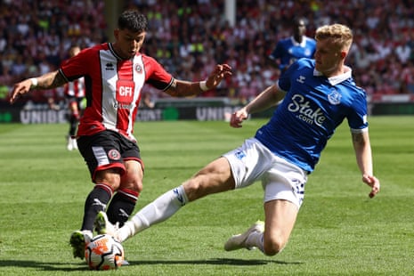 Jarrad Branthwaite fouls Gustavo Hamer.