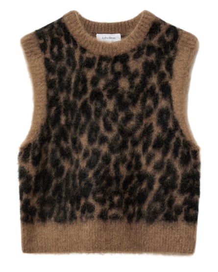 Leopard print mohair vest