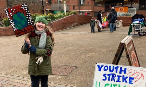 Sophie Davies, 10, helped set up the first schools climate strike in Redditch in Worcestershire. 