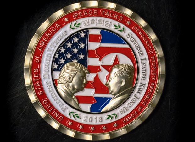 North korea peace talks coin featuring Donald Trump and Kim Jong-un