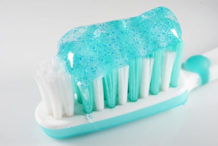 Toothpaste containing microbeads.