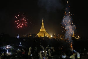 Celebrations at Kandawgyi Park in Yangon, Myanmar