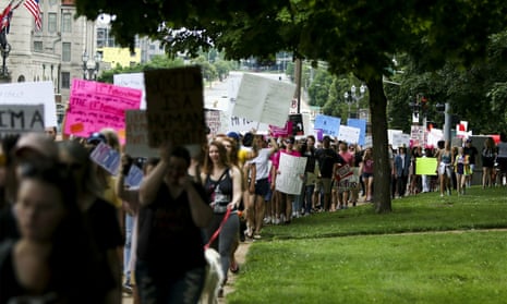 A protest for reproductive rights on Saturday in St Louis, Missouri.