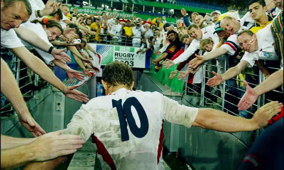 The victorious England fly-half Jonny Wilkinson heads down the tunnel in Sydney after victory in the 2003 Rugby World Cup final.