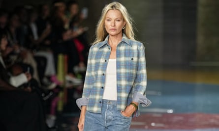 Kate Moss wears a creation from Bottega Veneta's Spring/Summer 2023 women's collection presented in Milan, Italy on Saturday, September 9th.  24, 2022