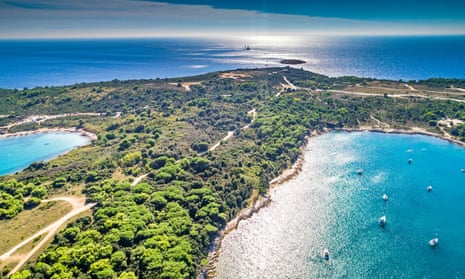 An aerial view of Cape Kamenjak in Croatia.