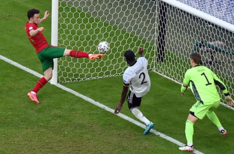 Diogo Jota scores Portugal’s second goal.