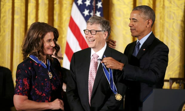 Bill and Melinda Gates receive medals from Obama at presidential medal of freedom ceremony in November 2016.