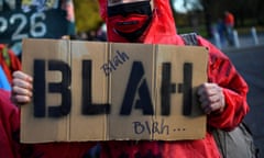 Climate activists stage a demonstration in Glasgow ahead of the Cop26 summit