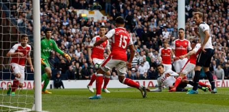 Tottenham’s Dele Alli scores their first goal.
