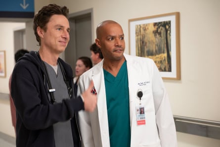 Zach Braff and Donald Faison as JD and Turk in Scrubs.