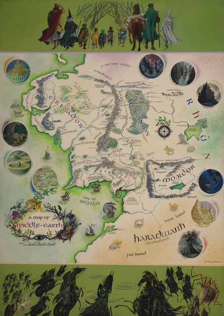 Pauline Baynes’ iconic poster map of Middle-earth, published in 1970.