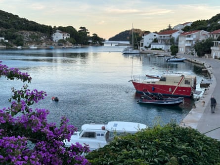 Boats in a bay, with houses along the shore