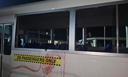 The bus that was attacked by a gunman in Enga.