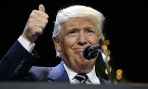 US president-elect, Donald Trump, and his tweeting thumb.