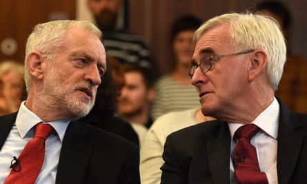 Jeremy Corbyn with shadow chancellor John McDonnell at a campaign event in Lancaster.
