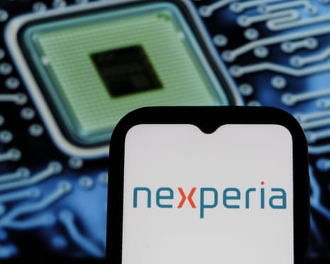 Nexperia logo on a smartphone