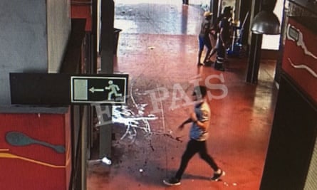 Younes Abouyaaqoub caught on CCTV walking through La Boqueria food market after the attack.