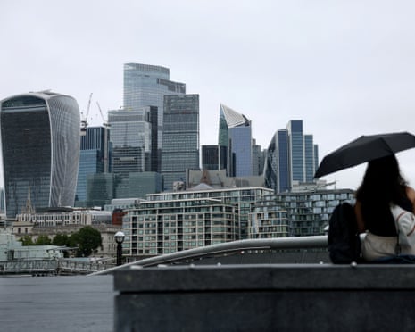 The City of London skyline in London, Britain.