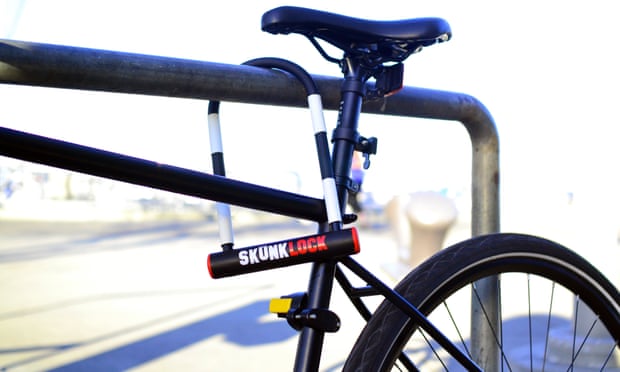 The SkunkLock, a bicycle lock that its San Francisco-based inventors claim is ‘pretty much immediately vomit inducing’.