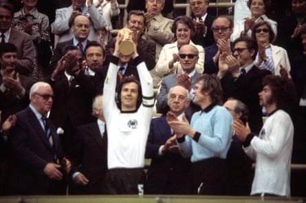 Franz Beckenbauer lifts the 1974 World Cup.