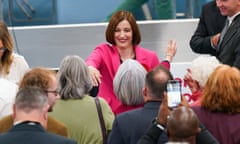 Phillipson reaches out to hug a woman at the announcement of her win.