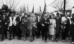 Luther King Marches<br>30th March 1965:  American civil rights campaigner Martin Luther King (1929  - 1968) and his wife Coretta Scott King lead a black voting rights march from Selma, Alabama, to the state capital in Montgomery.  (Photo by William Lovelace/Express/Getty Images)
white;format
landscape;Personality;Marches
Demonstrations;American;North
America;EXP
34A;ES
LUTHER;
