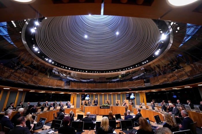 Wide view of the Welsh Senedd during the ceremony.