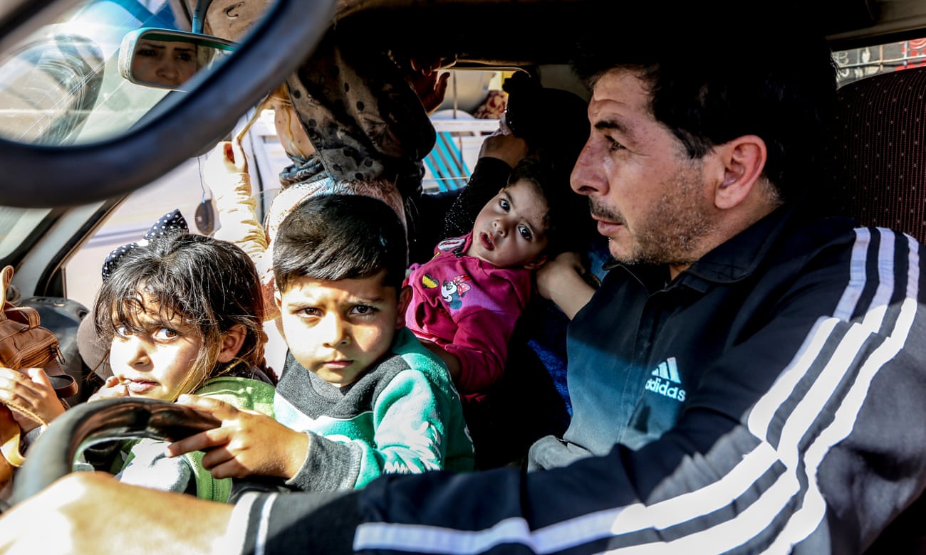 Mohammed Rahman, from Flita, leaves Lebanon with his family to return to Syria.