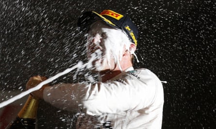 Nico Rosberg celebrates his third grand prix win in a row.