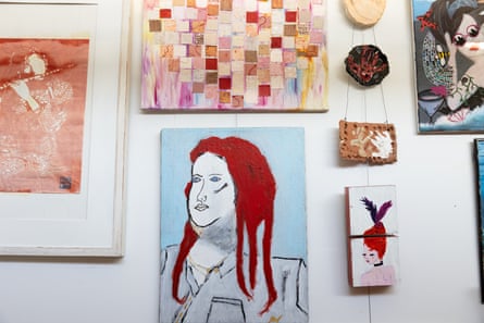 An assortment of art on a wall