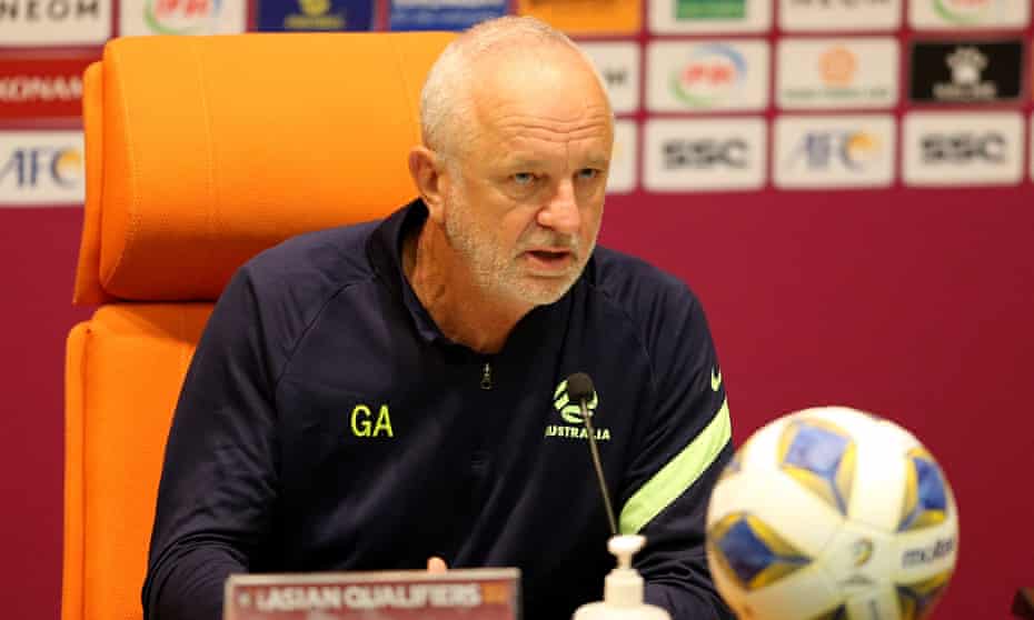 Australia coach Graham Arnold during a press conference ahead of the dead-rubber World Cup qualifier against Saudi Arabia.
